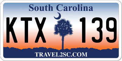 SC license plate KTX139