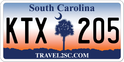 SC license plate KTX205