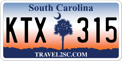 SC license plate KTX315