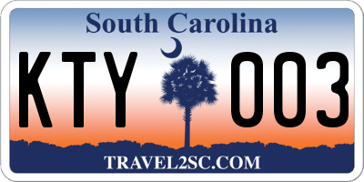 SC license plate KTY003