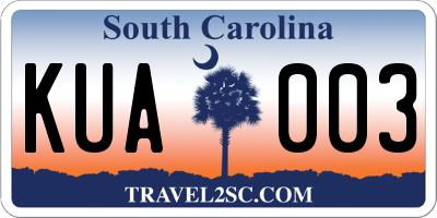 SC license plate KUA003
