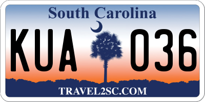 SC license plate KUA036