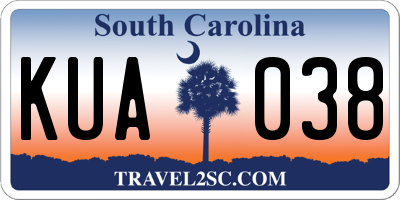 SC license plate KUA038