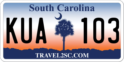 SC license plate KUA103