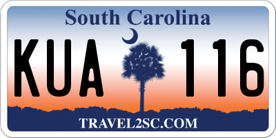 SC license plate KUA116