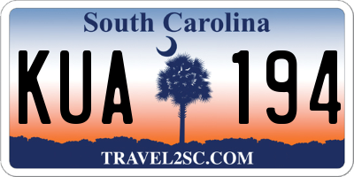 SC license plate KUA194