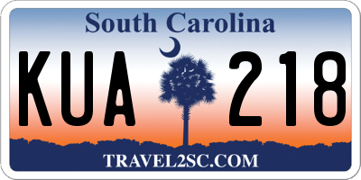 SC license plate KUA218