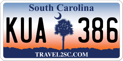SC license plate KUA386
