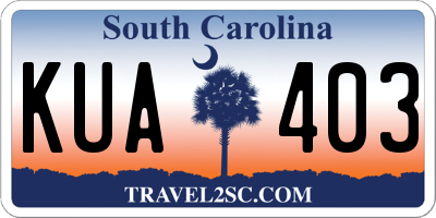 SC license plate KUA403