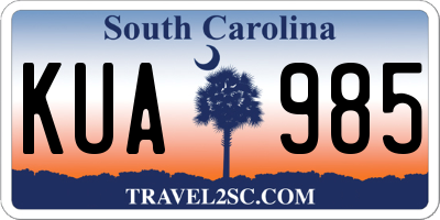 SC license plate KUA985
