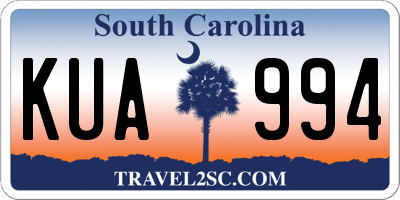SC license plate KUA994