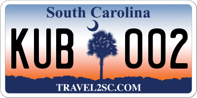 SC license plate KUB002