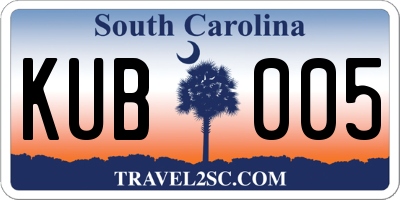 SC license plate KUB005