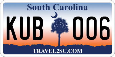 SC license plate KUB006