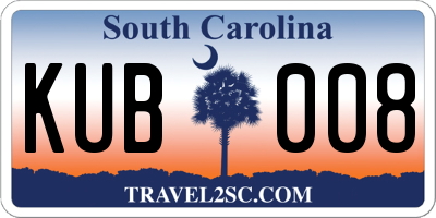 SC license plate KUB008