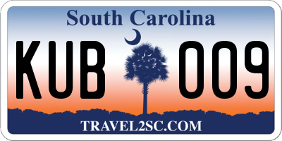 SC license plate KUB009