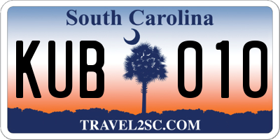 SC license plate KUB010