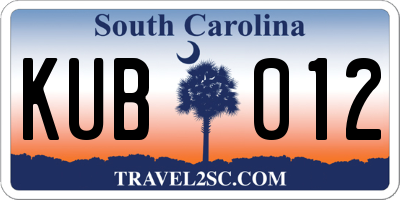 SC license plate KUB012