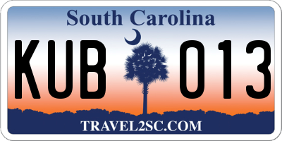 SC license plate KUB013