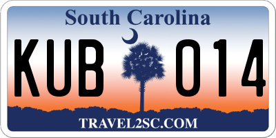SC license plate KUB014