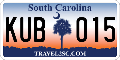 SC license plate KUB015