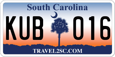 SC license plate KUB016
