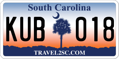SC license plate KUB018