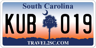 SC license plate KUB019