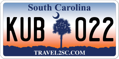 SC license plate KUB022