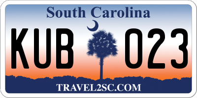 SC license plate KUB023