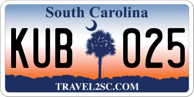 SC license plate KUB025