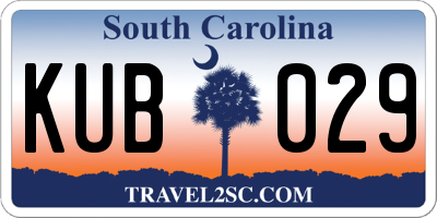 SC license plate KUB029