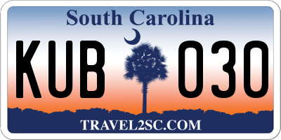 SC license plate KUB030