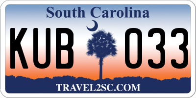 SC license plate KUB033