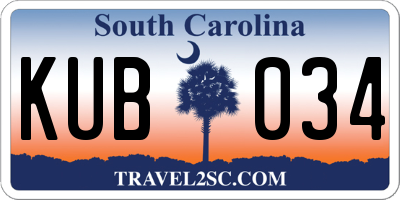 SC license plate KUB034