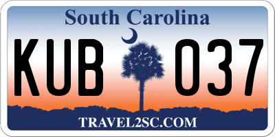 SC license plate KUB037