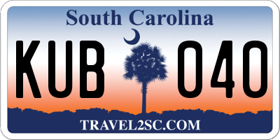 SC license plate KUB040