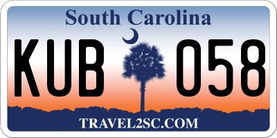 SC license plate KUB058