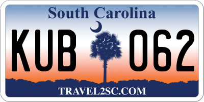 SC license plate KUB062