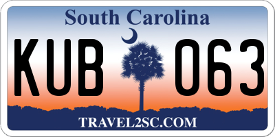SC license plate KUB063