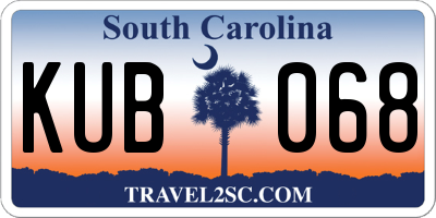 SC license plate KUB068