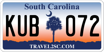SC license plate KUB072