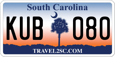 SC license plate KUB080