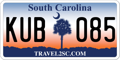 SC license plate KUB085