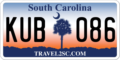 SC license plate KUB086