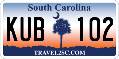 SC license plate KUB102