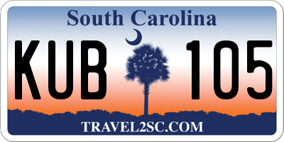 SC license plate KUB105
