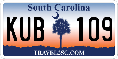 SC license plate KUB109