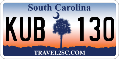 SC license plate KUB130
