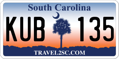 SC license plate KUB135